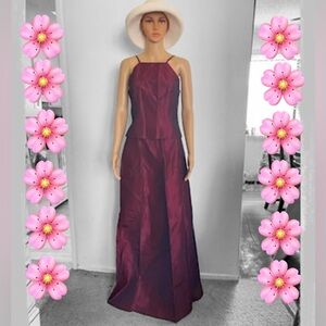 AFTER SIX Wine Iridescent Taffeta Long Skirt and Corset Formal Attire Size 10